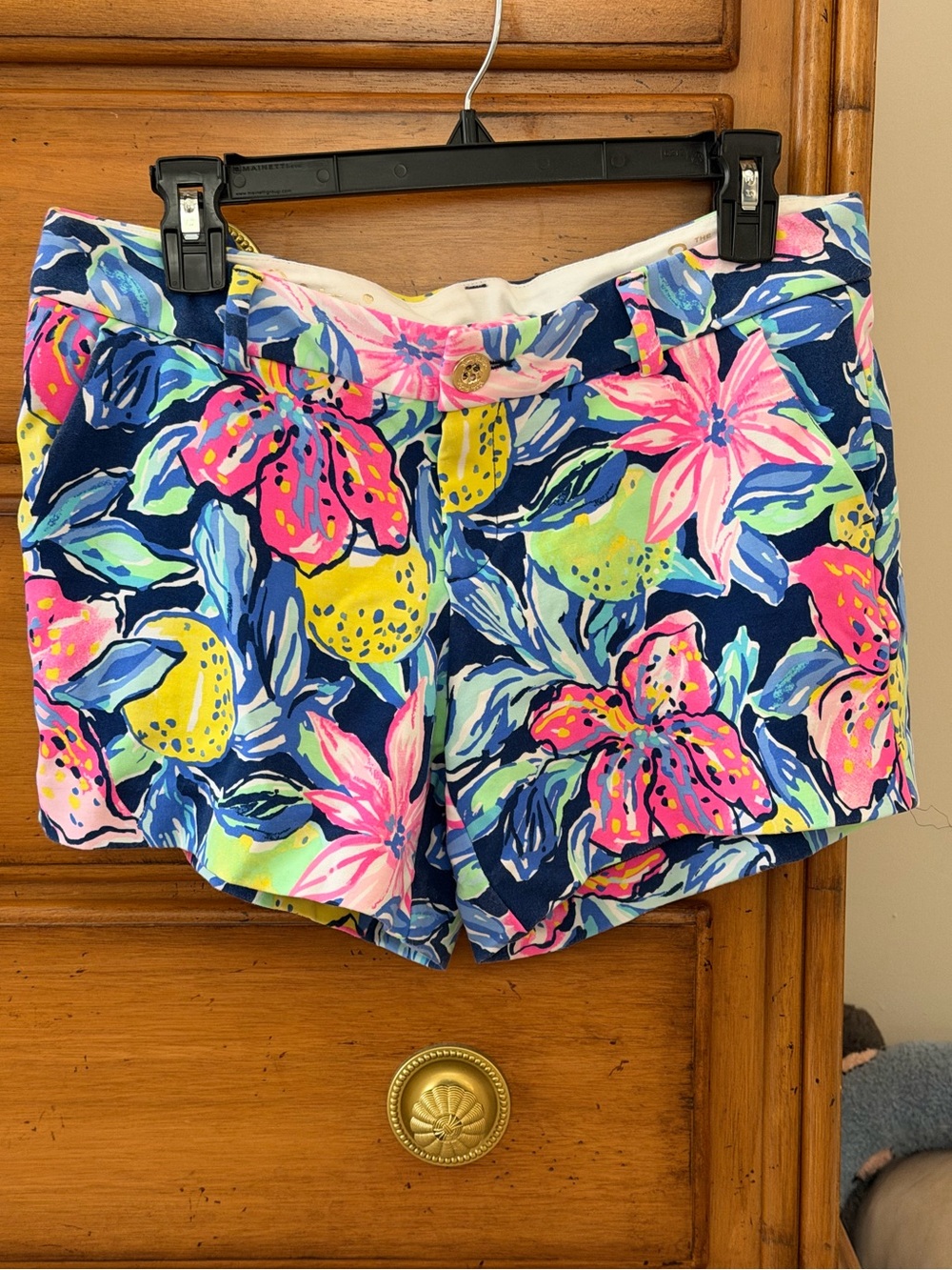 Lilly Pulitzer Floral Navy Print Women’s Shorts - Pink & Yellow